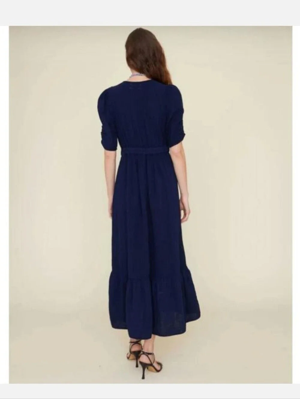 XIRENA BRINLEY COTTON MIDI DRESS IN NAVY